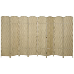Folding Room Divider Screen 8 Panel 5.6 ' Tall Privacy Screen Freestanding Room Partition for Home Office, Beige