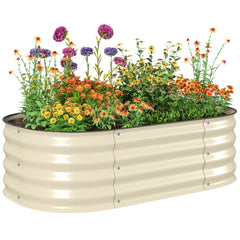 3.4' x 2' x 1' Galvanized Raised Garden Bed Kit, Metal Planter Box with Safety Edging, Cream