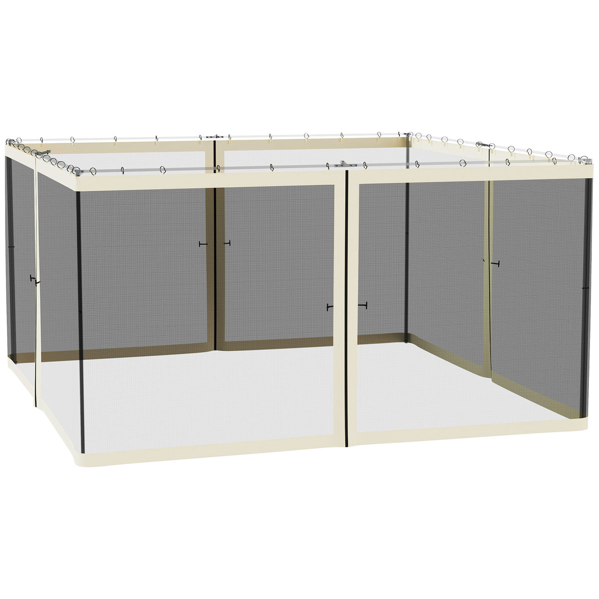 Replacement Mesh Sidewall Netting for 13' x 13' Gazebos and Canopy Tents with Zippers, (Sidewall Only) Cream
