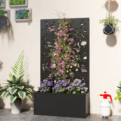 Metal Garden Bed with Trellis for Climbing Plants, Freestanding or Wall Mounted Flower Bed for Garden, Patio, Balcony