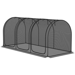 9' x 4' Crop Cage, Plant Protection Tent with Three Zippered Doors, Storage Bag and 4 Ground Stakes, for Garden, Yard, Lawn, Black