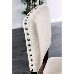 Sanctuary Padded Fabric Chairs Set of 2pc Dining High Chairs Nailhead Trims Solid wood Brown Cherry