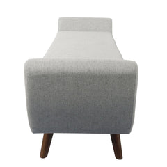 Achilles Storage Bench Ottoman with Arms, Light Gray Woven Fabric, 60 Inch