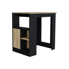 Fable Kitchen Island with 1-Door Cabinet Push to open System and Side Shelves Black - Natural Oak