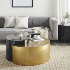 SUMMIT YANG Modern & Contemporary Style Coffee Table Made with Iron Sheet Frame in Black & Gold