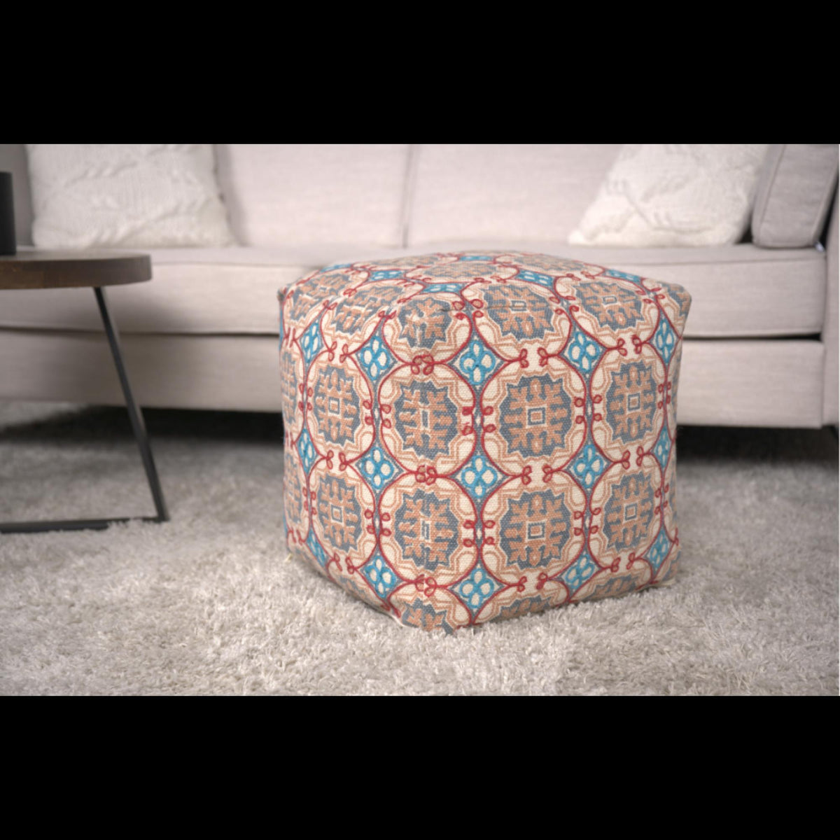 Earth Handcrafted Fabric Pouf, Multicolored