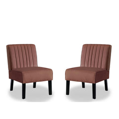 Venus Mid Century Modern Accent Chairs Set of 2 with Minimalist Design, Elegant Velvet Upholstery and Solid Wood Legs, Ideal for Living Room or Bedroom, Rose