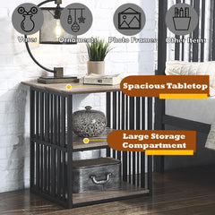 Uranus Antique Oak & Black Finish Nightstand