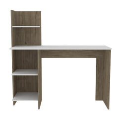 Eternity 120 Writing Desk , Four Shelves -Light Oak / White