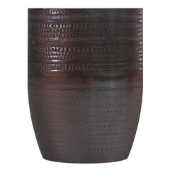 Perseus 15 inch Wide Tribal Pattern Metal Accent Table in Oil Rubbed Bronze