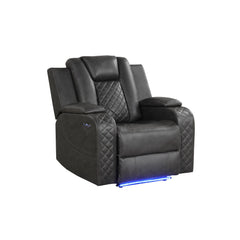 WALTZ LED & Power Recliner Chair Made With Faux Leather in Gray