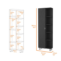 Iphigenia Mirror Linen Cabinet, Four Interior Shelves, Five External Shelves -Black