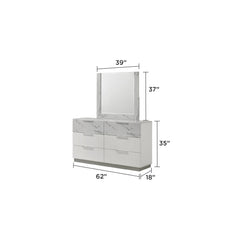 Hecuba Mirror White – Two-Tone High-Gloss Marble & Lacquer Frame with Oversized Reflective Surface(INCLUDES MIRROR ONLY)