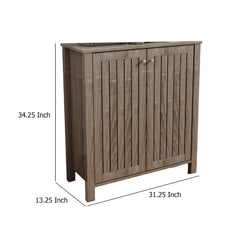 Saturn Rack Cabinet, 34 Inch Slatted Vented Doors, Dark Taupe Finish