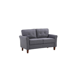 Dark Loveseat Sofa, 2-Seater Couch, Mid-Century Upholstered Sofa for Living Room