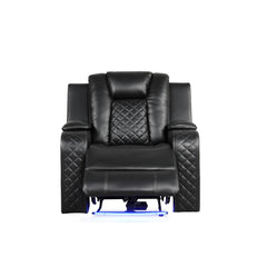 WALTZ LED & Power Recliner Chair Made With Faux Leather in Black