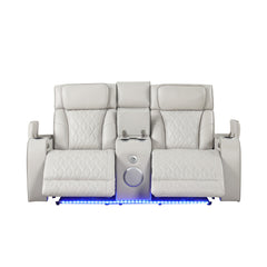 Hephaestus Modern Style Upholstery Recliner Loveseat Made with Wood & Massage Function Included-Beige