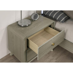Contemporary Style Nightstand Tapered Legs English Dovetail Drawer Metal Glides Gray Finish Bedroom Furniture
