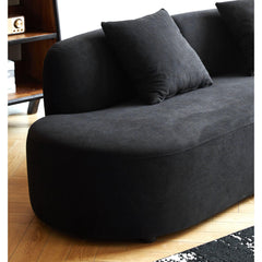 90" Curved Sofa with Throw Pillows, 4 Seater Luxury Velvet Couch with Half Moon Design and High-Density Foam, Ideal for Modern Living Room, Office & Apartment, Black