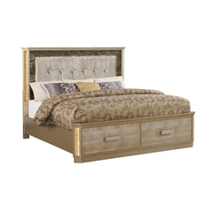 Paradise Modern style Queen Bed Made with Wood in Gold