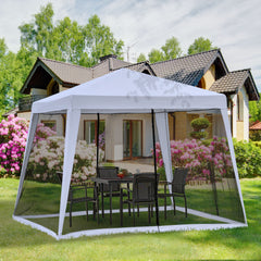 10'x10' Outdoor Party Tent Canopy with Mesh Sidewalls, Patio Gazebo Sun Shade Screen Shelter, gray
