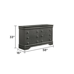 Iphigenia Modern Style 6-Drawer Dresser Made with Wood in Metallic Gray(Only Dresser)