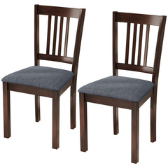 Dining Chairs Set of 2 Linen Upholstered Kitchen Chairs with Rubberwood Legs for Dining Room Living Room Espresso Gray