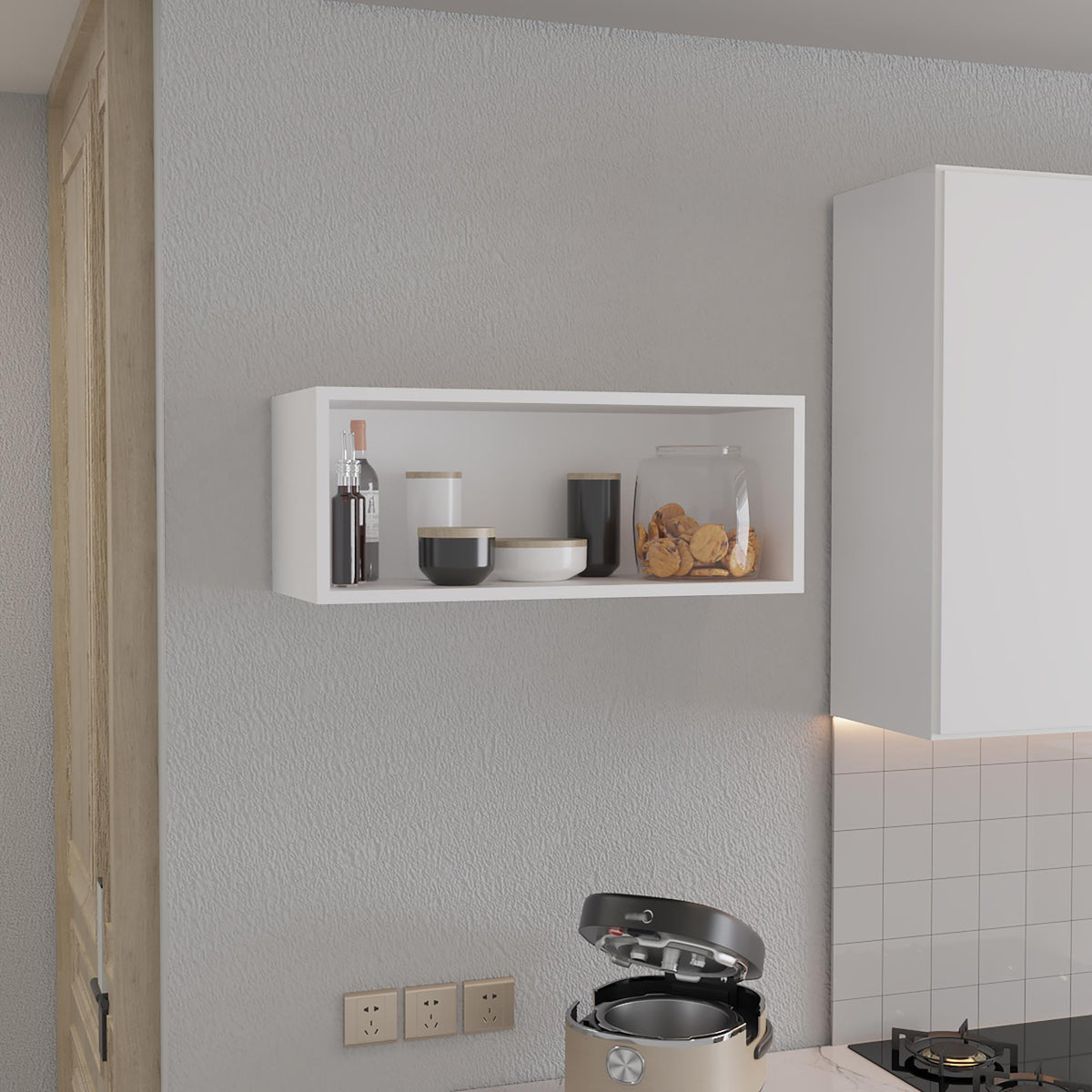 Waltz 30" Wide x 12"H Open Wall Cabinet, Wall Shelf, Storage Cabinet, Cube Shelf Bedroom, Office, Living Room, Garage