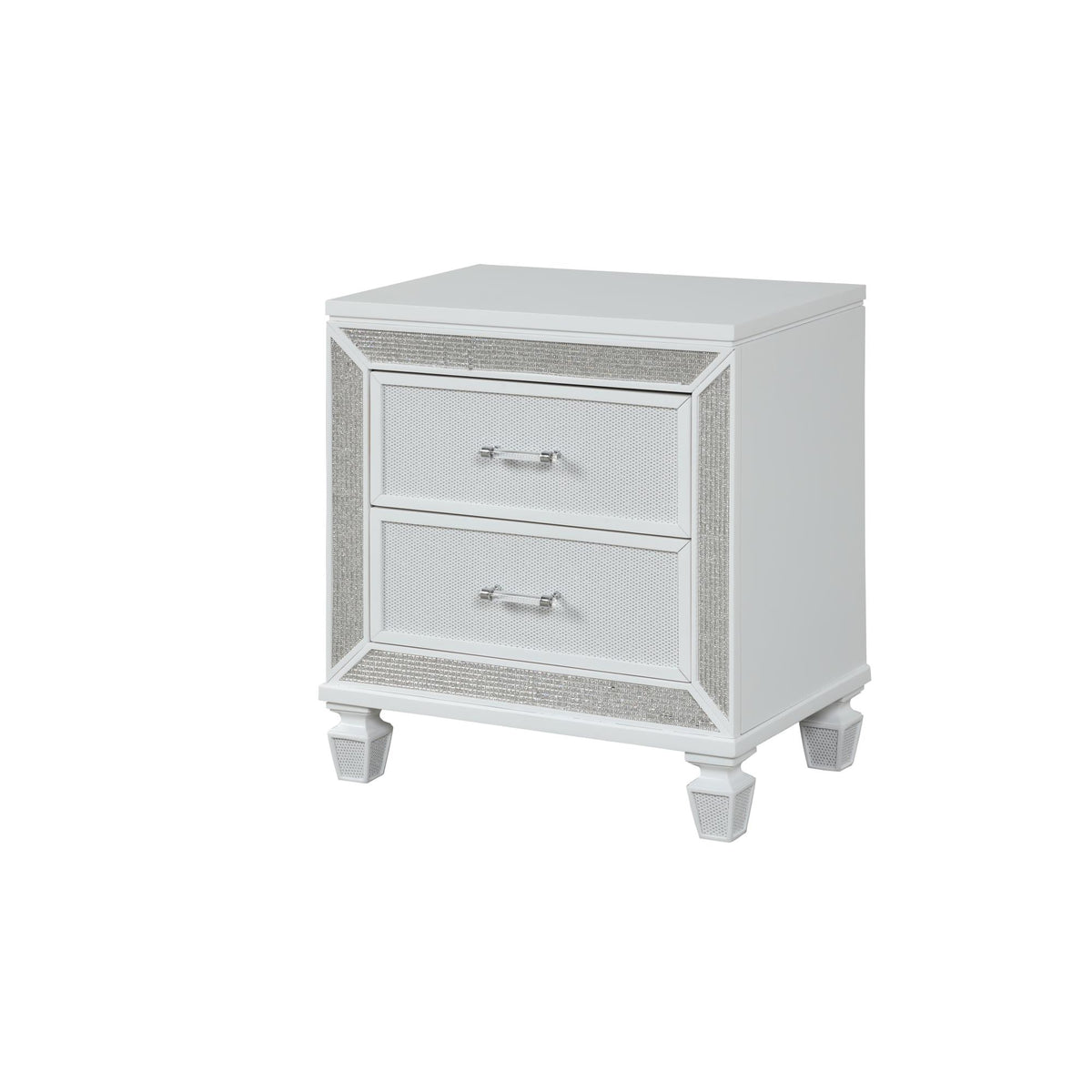Shangri-La Modern Style 2-Drawer Nightstand Made with Wood Finished in White