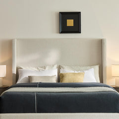 Hephaestus Tall Headboard Upholstered Bed / 54" High Headboard / Elegant Simplicity / No Box Spring Needed / Easy Assembly / King / Cream White Boucle