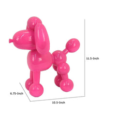 Ode Dog Accent Decor, Bright Pink Resin, Intricate Details 12 Inch