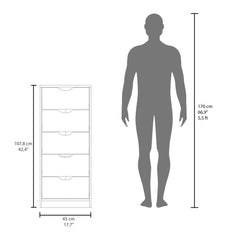 Utopia 5 Drawers Tall Dresser, Pull Out System