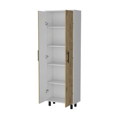 Apex 2-Door 5-Shelf Kitchen Pantry White and Macadamia