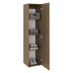Home Linen Freestanding Tall Cabinet with Single Door and 4 Horizontal Storage Shelves, Cabinet for Bathroom, Bedroom or Laundry Room