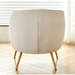 Corduroy Accent Chair with Gold Metal Legs, Modern Upholstered Armchair, Comfy Barrel Chair for Living Room Bedroom