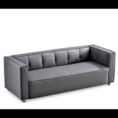 Polyester Sofa with Tufted Low Back Design, Elegant 3 Seater Couch for Coastal and Modern Farmhouse Living Rooms, 87 Inch Wide, Easy Assembly