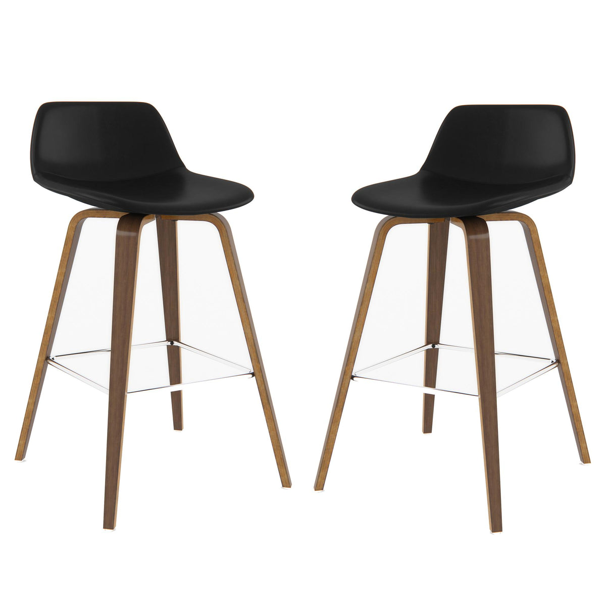 Aura 28 inch Seat Height Bentwood Counter/Bar Height Stool in Black Vegan Leather (Set of 2)
