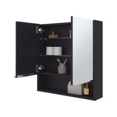 Display Cabinet, One Open Shelf, Three Interior Shelves, Black