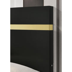 Black 1pc Queen Size Bed Underbed LED Modern Bedroom Furniture Acrylic Trim Mattress Ready Bedframe