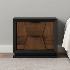 Neptune Traditional Style 2-Drawer Nightstand Made with Wood in Walnut