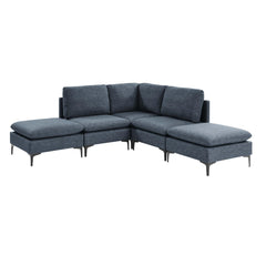 Linen Upholstered Modular Sectional with Metal Legs
