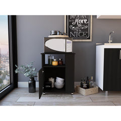 Vault Lower Microwave Cabinet, Single Door, Three Side Shelves-Black