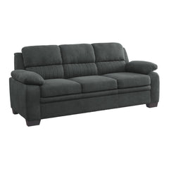 Aeneas 80 Inch Sofa, Dark Gray Polyester, Soft Foam Cushioned, Solid Wood