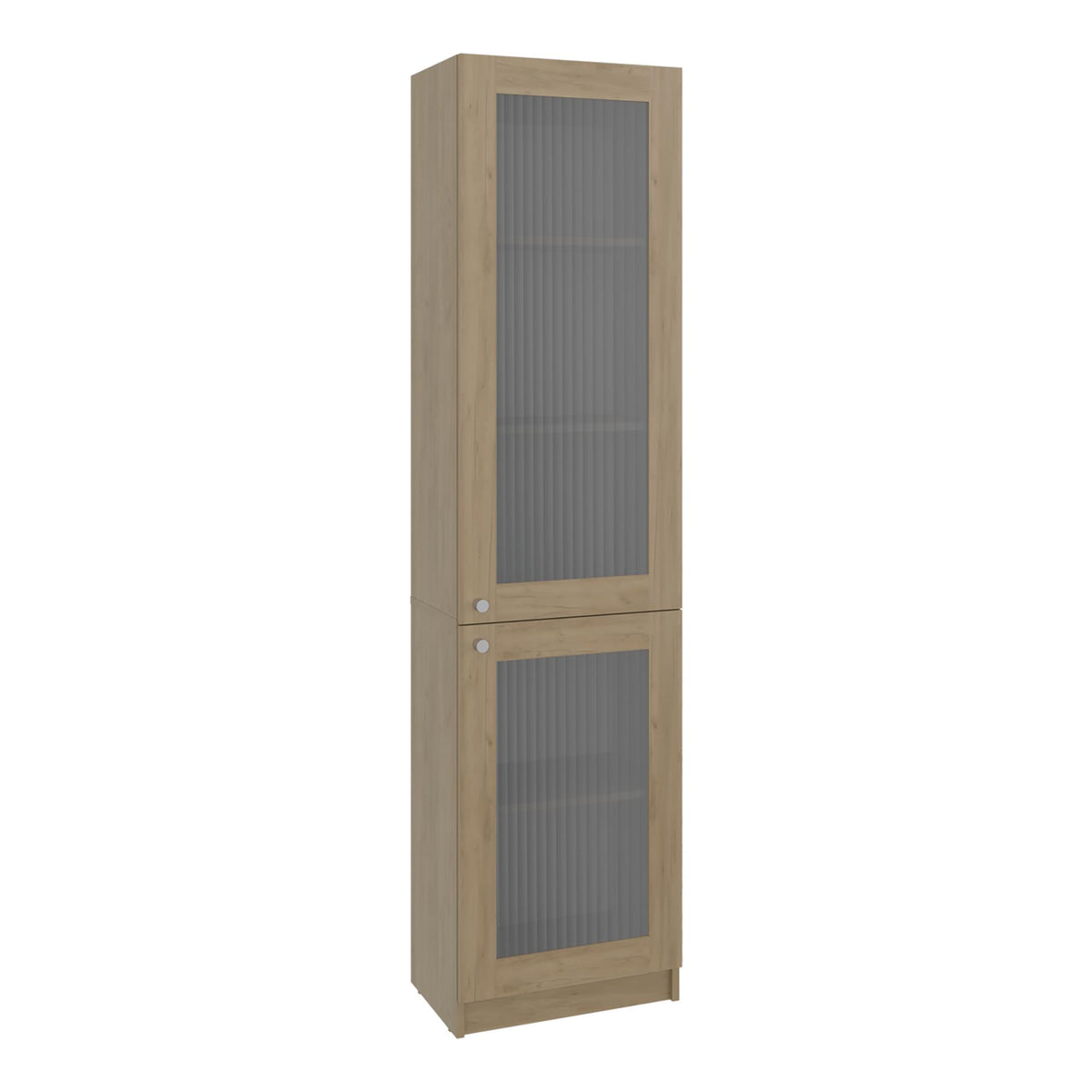 Home Double Glass Door Bookcase Cabinet with 5 Interior Shelves for Linen or Décor Storage for Living Rooms, Bedrooms or Laundry Rooms