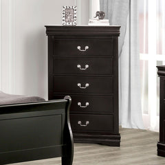 Dark Cherry Finish Chest 1pc English Dovetail Drawers Dust Proof Case Bracket Legs Hanging Drawers Pull Transitional Bedroom Furniture