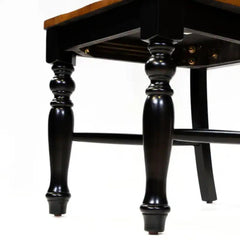 Transitional Style 2pc Side Chair Turned Leg Design Black And Antique Oak Finish Dining Room