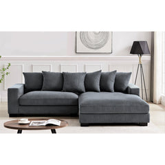 Odysseus Oversized Two-Piece Right Facing Sectional Couches for Living Room, 102.4-Inch L Shaped Sofa with Chaise, Upholstered with Corduroy Fabric, Dark Grey