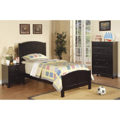 Black Color Twin Size Bed Youth Bedroom Furniture Unique Headboard Footboard Rubberwood