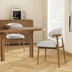 Priam 20.5" Modern Upholstered Dining Chair with Wood Frame, Salt & Pepper Boucle