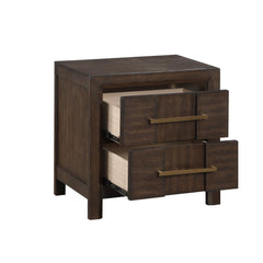 Oasis Modern Style 2-Drawer Nightstand Made with Wood in Walnut